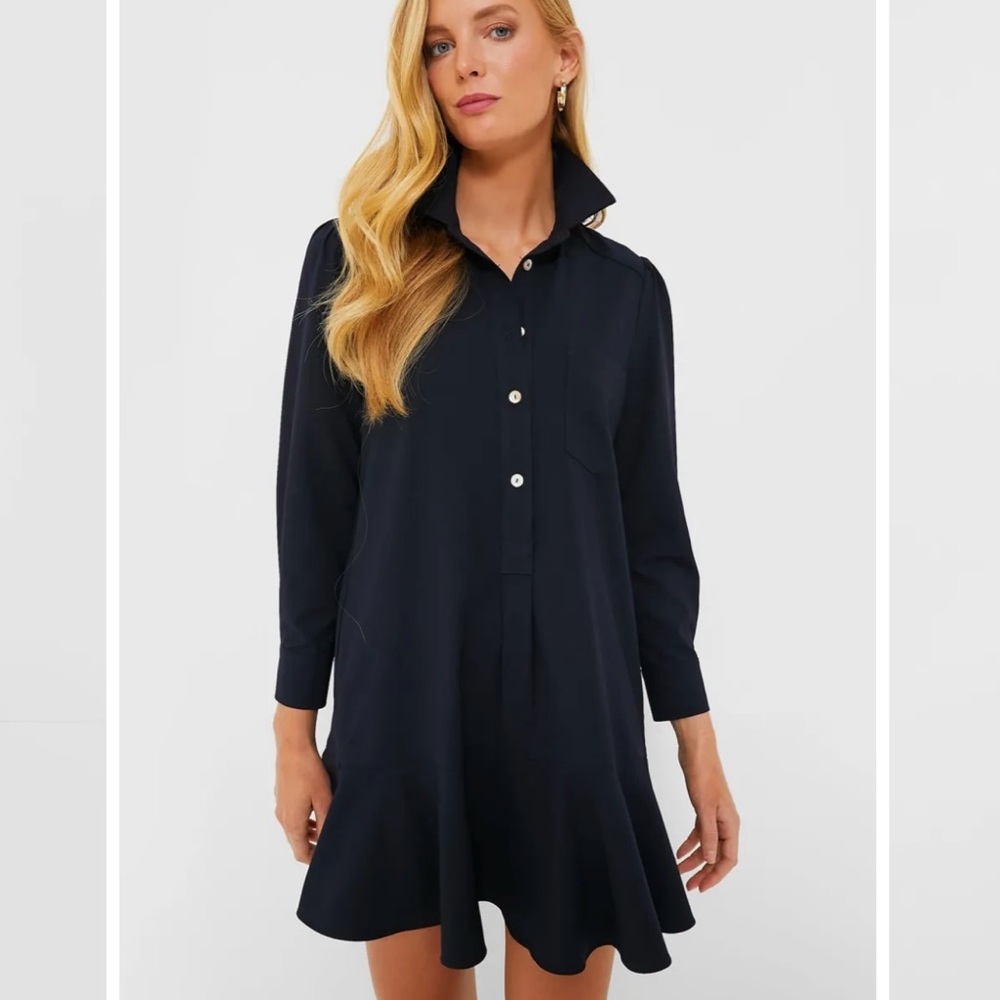 NWT TUCKERNUCK CALLAHAN DRESS CREPE NAVY SZ XS
